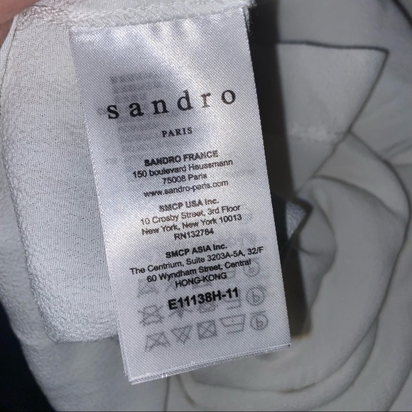 Sandro White Lace Inset Adrina Medium New Blouse sz 2 - Picture 4 of 7